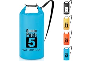 Invool Bolsa Estanca, 5L 10L 20L 30L Bolsa Impermeable Mochila Estanca Bolsa Seca, Bolsa Seca con Correa de Hombro Ajustable para Pesca, Rafting, Camping, Senderismo, Esquí, Pesca