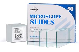 Swift 50 Pezzi Vetrini Microscopio in Vetro e 100 Pezzi 22 x 22mm Vetrini Coprioggetto per Microscopio