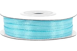 CREATIVERY Rouleau de ruban de satin de 50 m x 3 mm - Ruban décoratif pour mariage, baptême (turquoise 340)