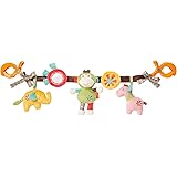 Fehn Kinderwagenkette Spielzeug Safari – Baby Mobile Kette mit niedlichen Figuren zum Aufhängen an Kinderwagen, Babyschale od