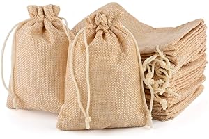 MAOOY 25 Stück Jutesäckchen 13x18 cm Jute Säckchen mit Kordelzug Klein Jutesack Jutebeutel Adventskalender Beutel für Schmuck Aufbewahrung Hochzeit Party Weihnachten DIY Ggeschenk（Beige）