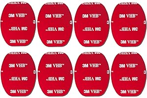 VIIMAKE 8 Stücke 3M-Klebepads für GoPro Gebogene Flache Helm-Basishalterung, doppelseitige Klebebänder, Ersatz-Kits für GoPro Hero 10, 9, 8, 7, 6,Action-Kamera,Dashcams (Flache Montagepads)