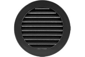 Vent Systems 100 mm / 4" Inch Round Soffit Vent Cover - Black Louvered Plastic Grill Cover - Vent Grille with Screen Mesh - HVAC, Ducting, Pipe Air Supply Vents for Bathroom, Kitchen