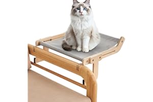 DASIAUTOEM Hamak dla kotów na okno i balkon, szufladę, drążek do siedzenia, drewniany do krawędzi łóżka