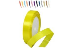 MORAINJAY 15mm Ribbon,23M Lemon Yellow Satin Ribbon for Gift Wrapping,Wedding Car Ribbon,Ribbon Roll for Flower Bouquets,Cake Box and Crafting,Color Ribbon for DIY or Birthday,Chrismas Party Decorations