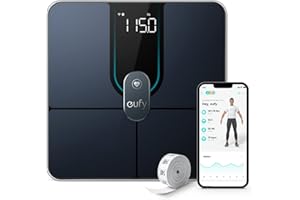 eufy Personenwaage, Smart Scale P2 Pro, Digitale Körperfettwaage WLAN/Bluetooth, 16 Messwerte inkl. Gewicht, Herzfrequenz, Körperfett, BMI, Muskel-/Knochenmasse (Schwarz)