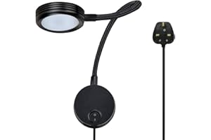 Bonlux 5W Wall Mounted Reading Light, Flexible Gooseneck LED Wall Lamp Headboard Light Cool White 6000K with Plug & Switch for Books in Bed, Studying, Nightlight, Working Light