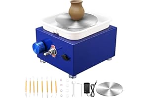 Kotsy Mini Rueda de Cerámica,Torno Alfarero eléctrico 2000 RPM de Velocidad Ajustable, cerámica con Placas de 10/6,5 cm y para cerámica de Arcilla, Kit Ceramica para Niños y Adultos（Azul）