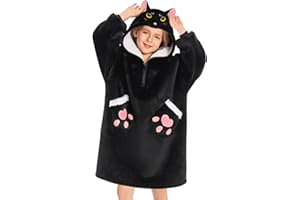 OLAOLA Übergroße Decke Hoodie für Kinder, Sherpa Fleece Tragbare Decke mit Ärmeln Taschen, Weiches Warmes Kuscheliges Kapuzensweatshirt für Mädchen Jungen