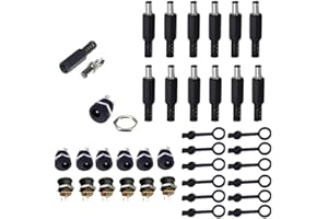 RUNCCI-YUN 2.1mm X 5.5mm Macho + Hembra Conector Panel Montaje Jack Cable DC para Cámara de Seguridad (12PCS)