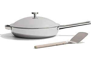 Our Place Titanium Large Always Pan Pro - 32cm (4L) No-Coating Nonstick Skillet | Tri-Ply Titanium & Stainless Steel | Safe for Oven, Induction & All Cooktops up to 535°C | Includes Spatula | Chrome
