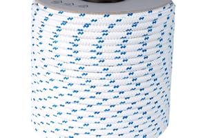 ANTICA CORDERIA MARRA DAL 1896 Corde de Bateau, Ancienne Corderia Marra – Tresse Nautique 10 mm x 100 m, Blanche avec Motif Bleu