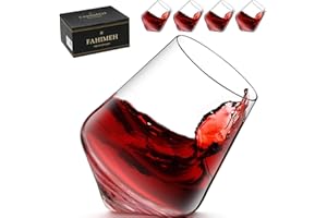 FAHIMEH Bicchieri Whisky Rum Cognac Cocktail Liquore Calici Vino Cristallo Vetro Inclinati Tumbler Rotanti Senza Stelo Degustazione Particolarin Personalizzato Regalo Set da 4pc 300ml