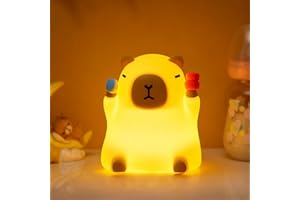 NesveCit Capybara Night Light, Baby Night Light Kids with 0.5H Timer, Rechargeable Cute Night Lamp Touch Control, Silicone Light Cute Animal Night Lamp, Toddler Nursery Light for Children, Gift