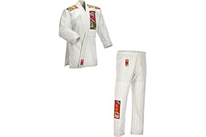 Ju-Sports BJJ Gi Kids Weiß I Leichter, schlanker Brazilian Jiu Jitsu Anzug speziell für Kinder, BJJ Gi im bunten Design inkl. weißem Gurt, 100% Baumwolle