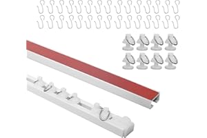 POWEKA Rails à rideaux, Tringle à Rideau Adhésive, 3 Meter Rail de Rideau Sans Perçage, peut être Utilisé sur les Plafonds et les Murs, Convient à la Maison, au Bureau, à la Caravane