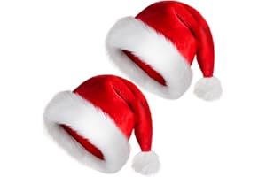 TLarder Santa Hats for Adults: Christmas Hats Adult Luxury Velvet Holiday Hat - Plush Xmas Santa Claus Outfit Hat for New Year Festive Party Gifts