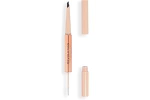 REVOLUTION BEAUTY LONDON Makeup Revolution, Fluffy filtr do brwi Duo, żel do brwi i brwi, dostępny w 5 odcieniach, popielaty brąz, 1 szt