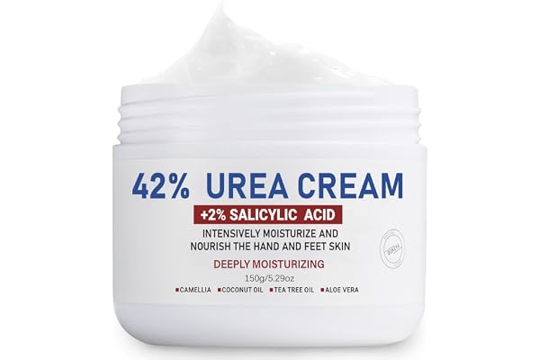 OUKEYA Crème d'Uree 42% plus Acide Salicylique 2%, Crème Crevassés Pieds, Urea Cream Mains Très Secs Abîmés, Hydratante Baume Pieds Secs, Crème Réparatrice Intense,Soins des Pieds Mains