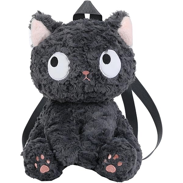 Baoblaze Zaino A Forma Di Gatto Nero In Peluche - Borza A Tracolla Leggera Per Festa, Halloween, Uso Quotidiano, Capacità Piccola