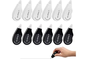 Xzeemo 12PCS Mini Pocket Correction Tape, 4m x 5mm Mouse Roller, Easy Correct for School Office Kids Students (Black-White)