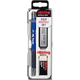 rOtring Tikky Mekanik Kurşun Kalem, U&ccedil; ve Silgi Seti, 0,7 mm Kalem, 2B U&ccedil;, Orta Boy Silgi, Mavi, 3'l&uuml; Set