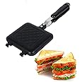 Camping Toastie Maker Non-Stick Stovetop Toastie Maker Baking Pan with Heat-Resistant Handles, Double Sided Multifunction Stovetop Toastie Maker for Home Outdoors Camping