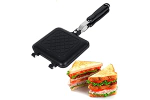 BUTORY Camping Toastie Maker Non-Stick Stovetop Toastie Maker Baking Pan with Heat-Resistant Handles, Double Sided Multifunction Stovetop Toasties Makers for Home Outdoors Camping