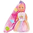 Simba 105733505 - Evi Love Rainbow Princess Doll with Long Hair, 4 Hair Clips and Brush, 12 cm, for Children from 3 Years