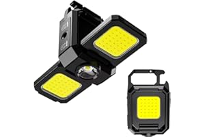 LEVADA PLUS Mini Torcia Portachiavi Ricaricabile COB con Magnete – Luce LED Ultra-Luminosa 1000 Lumen, 4 Modalità, Gancio e Supporto Pieghevole – Lampada Compatta per Emergenze, Campeggio, Lavoro e Uso Quotidiano