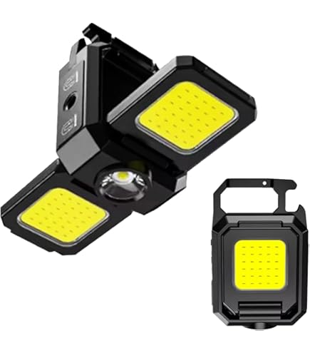 TOPINCN Torcia Ricaricabile con Supporto Magnetico Torcia LED COB Torcia da Lavoro di Emergenza da Campeggio 3W(Blu