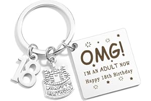 BOMEON 18th Birthday Gifts for Girls Boys Keyring Eighteenth Birthday Keepsake Gifts Inspirational Graduation Family Friendship Christmas New Year Women Men Daughter Son Presents Keychain