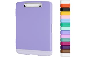 Piasoenc Clipboard with Storage, 8.5x11 Storage Clipboards with Pen Holder and A4 Legal Paper Folder, Heavy Duty Plastic, Folio & Side-Opening, Low Profile Clip, for Nurses, Teachers, Lawers, White