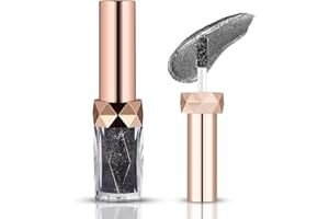 FRXVUC Ombretto Liquido, Ombretti Glitterati con Brillantini Metallici, Impermeabile Ombretto liquido Diamond Glitter, a Lunga Tenuta e Pigmentato, Trucco Occhi, Nero