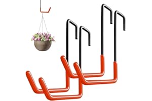 LNSYSNS Support Vélo, 4 Pièces Crochet Vélo Garage, Crochet Rangement Garage en Forme de S avec Revêtement par Trempage, pour Suspendre Vélos, Pots de Fleurs, Outils de Jardinage et Échelles