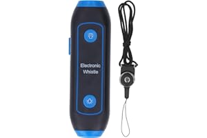 FAFEICY Silbato Electrónico para Deportes de Entrenamiento 120dB-150dB - Silbato sin Soplado con 3 Tonos, 3 Niveles de Volumen, Luz LED y Botón (Azul)