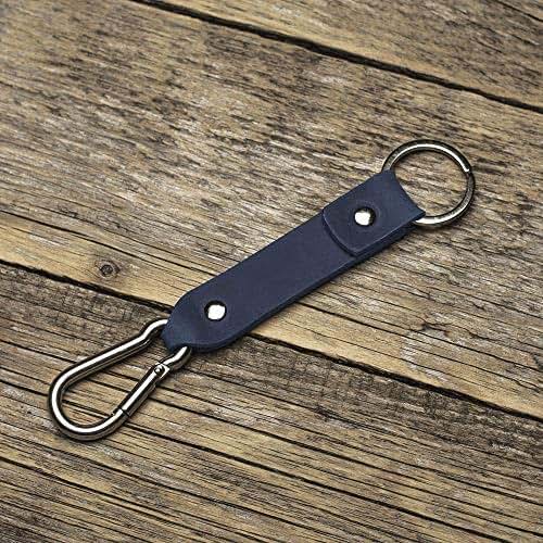 Blaues Leder Karabiner Schlüsselanhänger Ringhalter Klammer Schlüssel