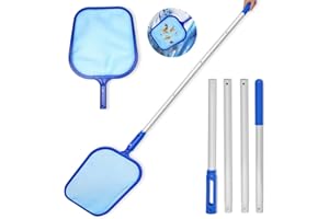 EPESL Pool Kescher Netz - 186cm Schwimmbad Blätter Reinigungsnetz Mesh Net Poolreinigung - 4 Abnehmbare Interface Aluminium Pole Reiniger Laubkescher Skimmer für Aquarium/Brunnen/Whirlpool/Teiche - 2024