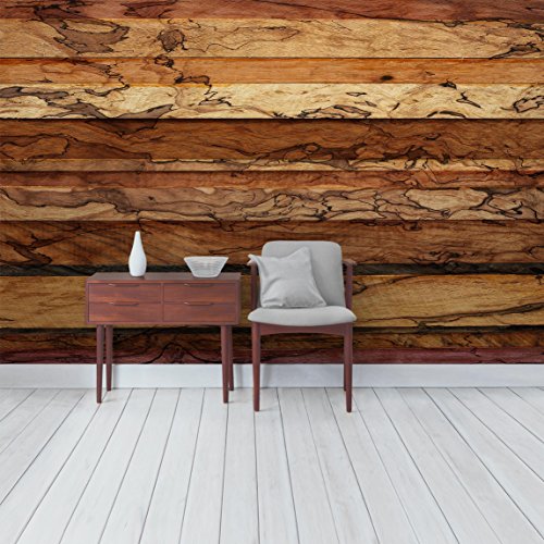 Designtapete Vliestapete Premium Woody Flamed Holz Fototapete Holzoptik Tapete Breit Vlies3D Fototapete, Größe HxB: 320cm x 480cm