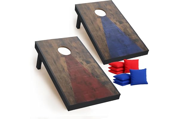 Jeu de Cornhole – Set de Lancer avec Plateaux & Sacs – Jeu d’Adresse d’Extérieur pour Jardin, Plage & Événements – Cornhole en Bois ou Tissu – Original Corner