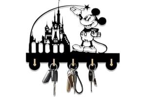 KingLive Key Rack Spider Wall Organiser, Cartoon Mouse Wooden Wall Hook for Keys, Jackets, Towels, Towel Holder, Halloween Christmas Decoration
