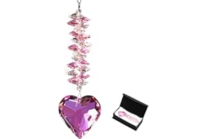 TOGETHER-LIFE 45mm/1.8Inch Heart Crystal Ball Prism Pendant, Hanging Clear Glass Crystal Suncatcher for Windows Garden Hanging Décor, Gifts for Christmas, Wedding, Women, Mom and Children(Pink)