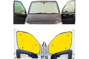 COVPROTEC Fensterrollo-Set für Ford Tourneo Custom (2012-Datum), komplettes Set/SWB, wendbar und Thermisch mit gelbem Futter