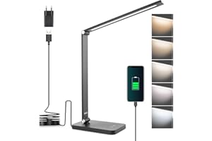 Mafiti Lámpara de escritorio LED, Flexo de Escritorio de 5 * 3 modos de Brillo, Lámpara de Mesa Plegable Control(puerto USB) 