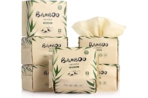 LEKOCH 300 Sheets Organic Bamboo Disposable Makeup Remover Dry Wipes For Sensitive Skin, Ultra Soft for Baby Care, Facial Cleansing, and Personal Hygiene 6 Packs 50pcs/Pack