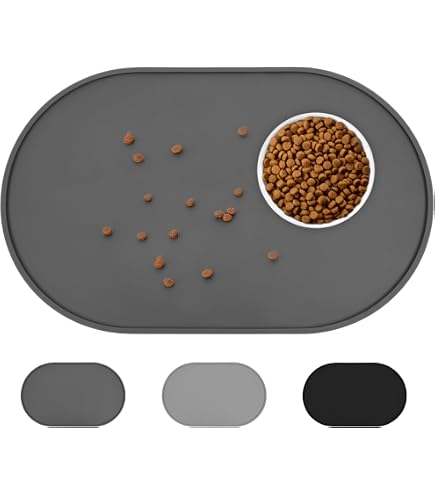 SLEEKEE Futtermatte Für Haustiere – Wasserdichte Silikonmatte Mit Reinigungsbürste | Für Hund & Katze