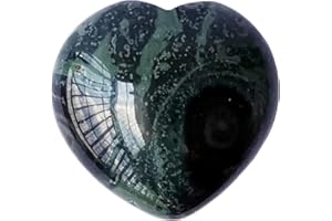 Manekieko Natural Kambaba Jasper Palm Worry Carved Heart Love Stone,40mm Crystals and Healing Stones