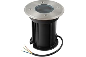 URing Foco led para empotrar en el suelo para GU10, IP67 Foco empotrable para suelo redondo, 230V foco exterior transitable para césped, plataforma, balcones, 30cm cable preinstalado, Ø11x12cm