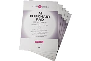 Stuff 4 Office | Flipchart Paper Pad | A1 Paper Plain | 40 sheets | White Presentation Flip Chart Paper for Meetings, Classrooms, Brainstorming, Training & Office Use