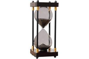 WMYYLX Duża Klepsydra 60 Minut z Drewna i Tęczowym Szkłem - Dekoracyjna, Do Domu, Na Biurko, Do Biura, Dekoracja Ślubna (Czarna)